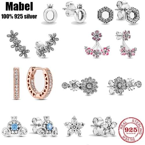Hot sale Luxury Original Real 100% 925 Sterling Silver pan earrings for Women Fashion temperament Authentic high quality Jewelry