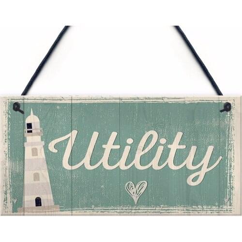 Meijiafei Utility Room Sign Hanging Wall Plaque Seaside Nautical GIFT Shabby Chic Vintage House Sign Gifts 10" x 5"