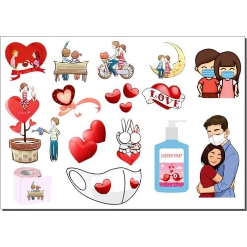 Cute Valentines Day Sticker DIY Valentines Day Gift Refrigerator Laptop Skateboard Decoration Sticker