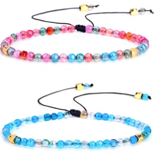 Irregular Cut Corner 4MM Mini Bracelet Fashion Natural Stone Beads Handmade Charm Bracelets For Women Jewelry