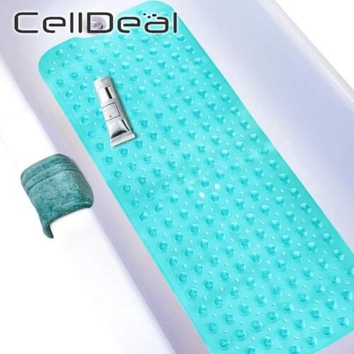 40x100cm Soft Bath Tub Mat Extra Long PVC Anti-skid Bath Mat Bathroom Massage Mat Suction Cup Non-slip Bathtub Carpet 10 Colors
