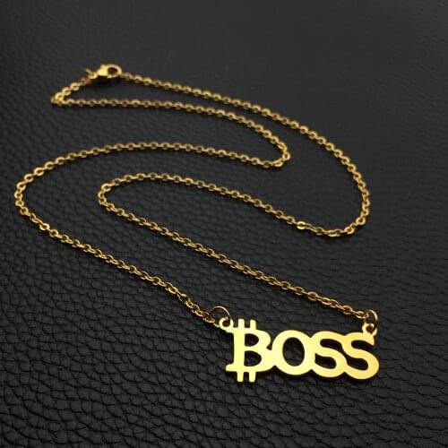 Bitcoin Boss Necklace Beautiful Copper Link Chain Gold Colour Necklaces Jewelry Best Gift for Men And Women YP4003