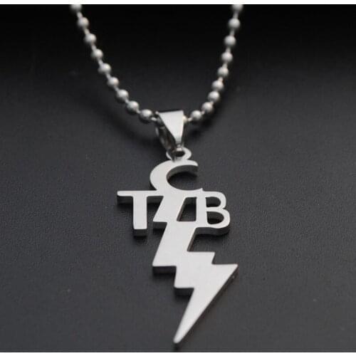 New Stainless Steel Letter TCB English alphabet Necklace English Initial Symbol Necklace English Abbreviation Lightning jewelry