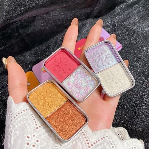 2 Color Diamond Metallic Eyeshadow Palette Shimmer Matte Glitter Eyeshadow Pallete Pearlescent Pigmented Makeup Palette Cosmetic