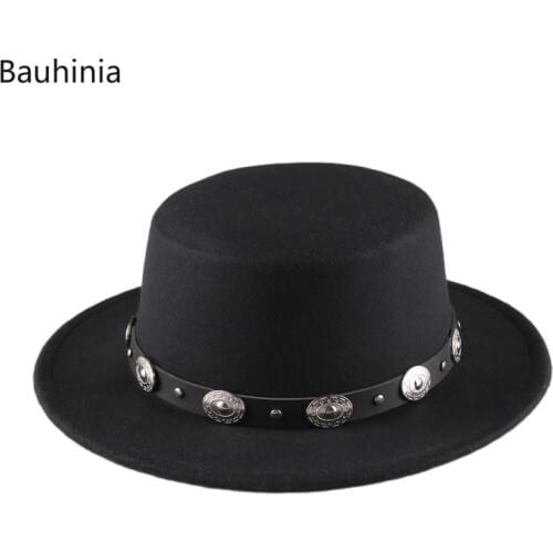 Panama Vintage Wide Brim Black Fedora Hat Men Flat Top Wool Jazz Cap Elegant Ladies Gentleman Gambler Hats