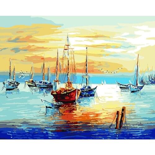 Sailing boat New Wall Art Pictures Painting By Numbers DIY Oil Painting On Canvas paint by number vintage Home Decor DY471