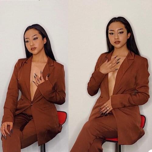Sexy Women Suits Custom Made Notched Lapel Slim Fit One Button Blazer Streetwear Chic Casual Daily Coat 2 Pieces