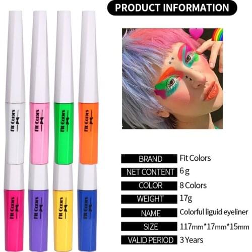 Fit Colors Fluorescent Luminous Color Liquid Eyeliner Pen Painted Eye Liner Pencil Waterproof Quick-drying Eye Makeup TSLM2