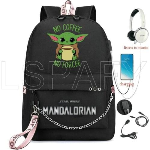 Babyyoda Backpack For Girls Boys Star Wars USB School Bags Children Backpacks For Teenagers The Mandalorian Mochila Escolar