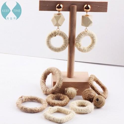 DIY accessories retro temperament simple cotton ball square Oval Earrings Earrings ear pendants