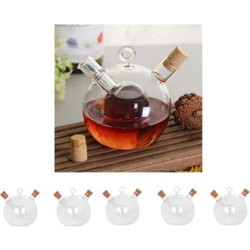 5x Creative Glass Oil Vinegar Dispensing Bottle Flavour Seasoning Jar Pot Kitchen Sauce Cruet 2 Outlets