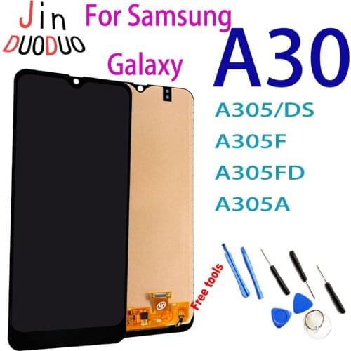 Super Amoled For Samsung Galaxy A30 A305/DS A305F A305FD A305A Display Touch Screen LCD Digitizer Assembly+ Free Tools