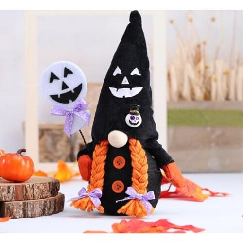 T84E Set of 2 Halloween Gnomes Plush Decor Handmade Swedish Tomte Gnome Nisse Scandinavian Ornaments Elf Dwarf for Home Day Kids