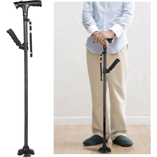 Telescopic Collapsible Folding Cane LED Trusty Walking Cane With Alarm For Disabled People Walking Trusty Sticks Elder Crutches