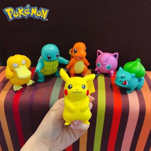 Tomy 6 style Pokemon Charmander Cleffa Pikachu Squirtle Bulbasaur Psyduck Model Action Figure One Piece Dolls Toy
