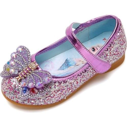 Disney Frozen Elsa Princess Shoes Girls Bowtie Candy Color Flat Heels Slip on Party Dance Sandals For Baby Girls Kids Sandals