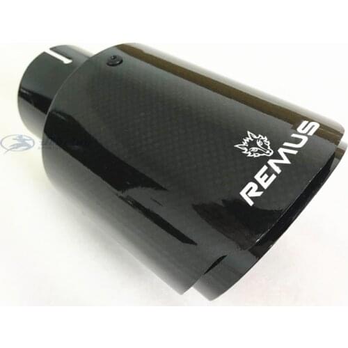 Car universal modiflcation stainless steel single exhaust pipe full carbon remus logo matt black cover muffler tip for merc
