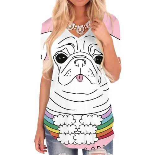 Giyu Brand Unicorn T-shirt women Animal Funny T shirts Rainbow Tshirts Printed Cloud V-neck Tshirt Womens Clothing Summer
