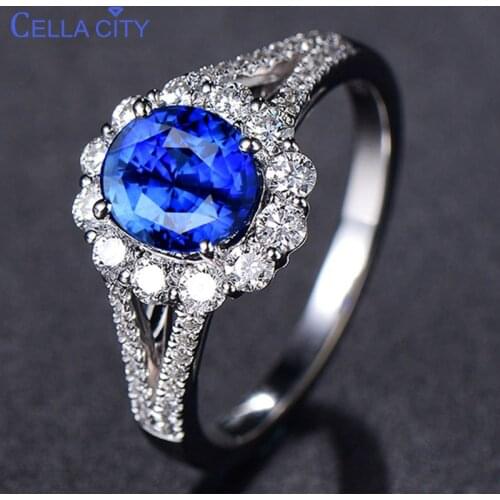 Cellacity classic Silver 925 Sapphire Ring for women open adjust size silver Gemstone Jewelry women party wholesale gift