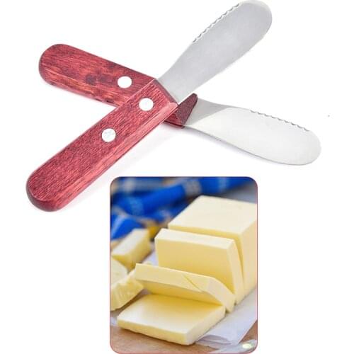 1pc Stainless Steel Spreader Cutlery Cheese Butter Knife Spatula Scraper Tool Wood Handle Butter knife Kitchen Tool Accessories