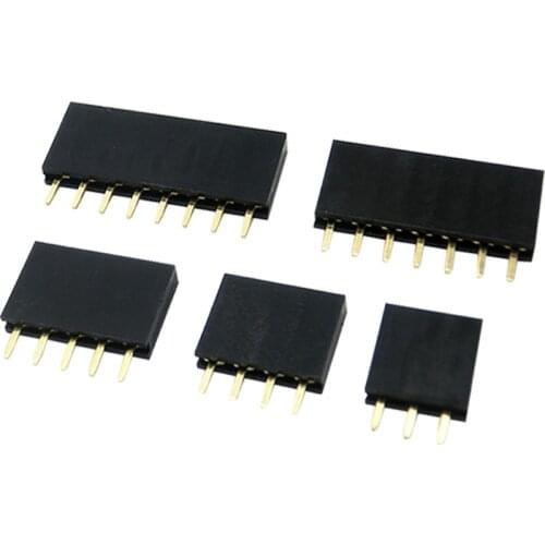 10pcs 2.54mm Single Row Female Socket Row Socket Pin Header Connectors 1*2P/3P/4P/5P/6P/7P/8P/9P/10P/12P/20/40P