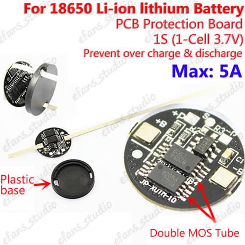 18650 lithium battery protection board with nickel sheet with plastic base and heat shrinkable tube 3.7V 5A protection board