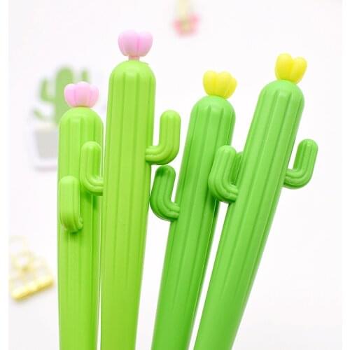 24 Pcs Plant Creative Soft Gum Cactus Neutral Pen Student Stationery Office Supplies Wholesale Kawaii School Supplies
