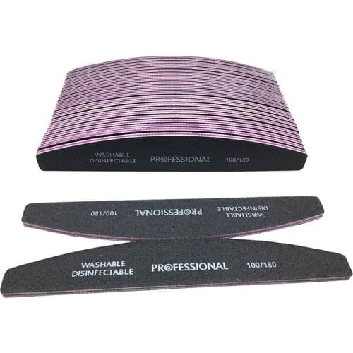 25Pcs Professional Nail File 100/180 Banana Nail Polish Care Manicure Emery Board Lime a ongle Sanding Buffer Wholesale