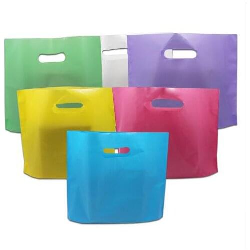 50pcs Samll large Plastic Packaging Bag With Handle Shopping Bag For Birthday party Gift Package Small Gift packing Bag