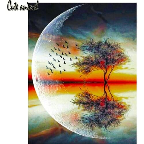 5D Diamond Painting Diamond Mosaic Embroidery Moon Tree Scenery DIY Cross Stitch Kit Picture Needlework Home Decor Craft New