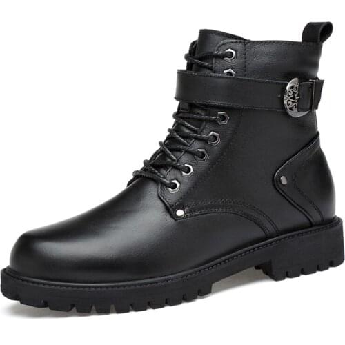 Full Grain Leather Winter boots Men Autumn Winter Men Boots Size 35-46 Fashion Warm Ankle Boots male Handmade men Snow Boots