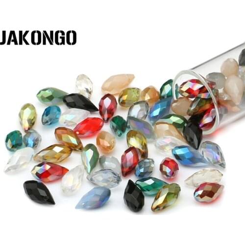 Water Drop Shape Crystal Glass Beads 6mm*12mm AB Effects Loose Beads For Making Bracelet DIY Jewelry Accessories 50pcs