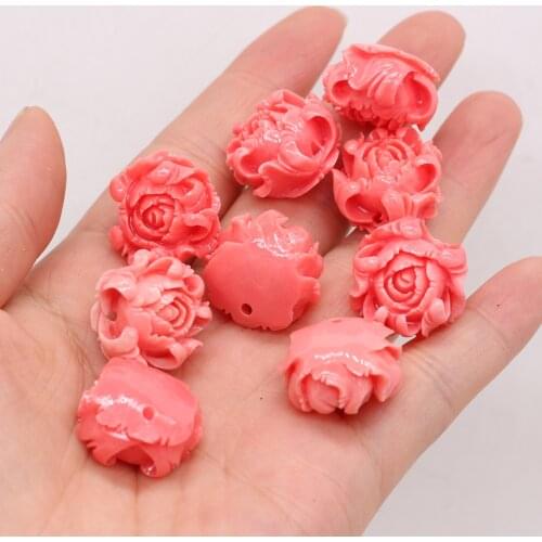 Pink Rose Petal-shaped Coral Loose Beads Through Hole Handmade Crafts Make DIY Cute Necklace Bracelet Earrings Jewelry Bead 20mm