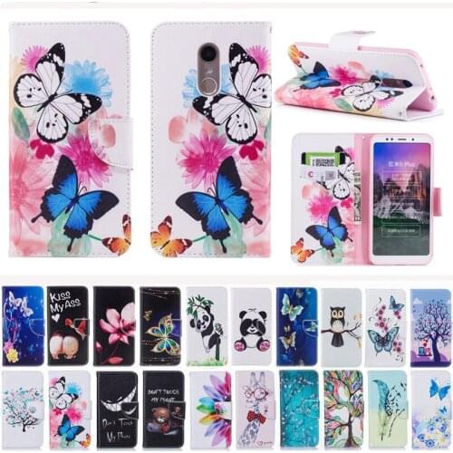 Redmi 5 Plus Patterned PU Leather Wallet Case Cover For Xiaomi Redmi 4X Note 5A Redmi 5 Stand Card Slots Phone Capa Coque Fundas