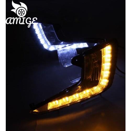 12V LED Daylights For Kia Rio K2 2011 2012 2013 2014 Yellow Turn Signal DRL Car Daytime Running Light Auto Foglamps