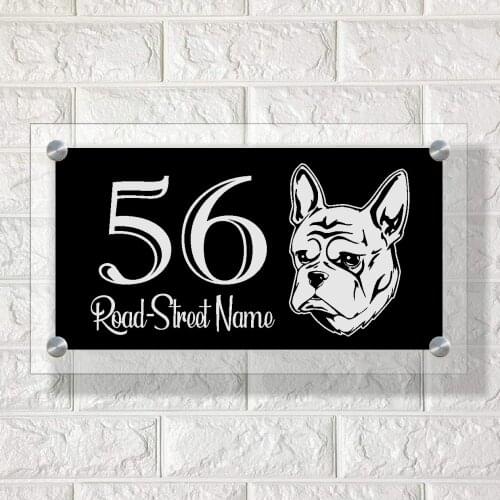 House number French Bulldog House Number Plaque Modern Stand Off Door Address Sign. Door sign