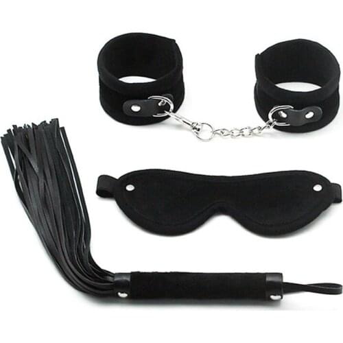 Erotic Sex Toys For Adult Game Leather Erotic BDSM Sex Kits Bondage Handcuffs Sex Game Whip Blindfold SM Bdsm Toys For Sex Shop