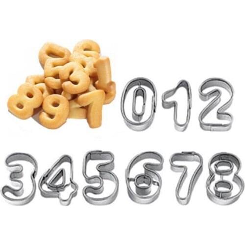 Hot Sale Cookie Cutters Moulds 9PCS/Set Puzzle Numbers 0-8 Arabic Numerals Cute Candy Biscuit Mold DIY Baking Tools Stainless
