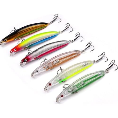 HiUmi 6p Color Artificial Mino Lure 9.5cm-9.6g Bionic Plastic Double-sided 3D Glasses Hard Fish Bait For Lake River Carp Fishing