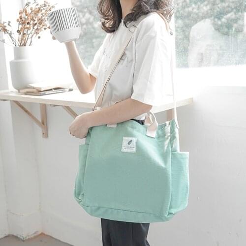 Women Canvas Shoulder Bag Large Capacity Female Crossbody Bags Casual Tote Handbag Panelled School Books Notebook Bag For Girls