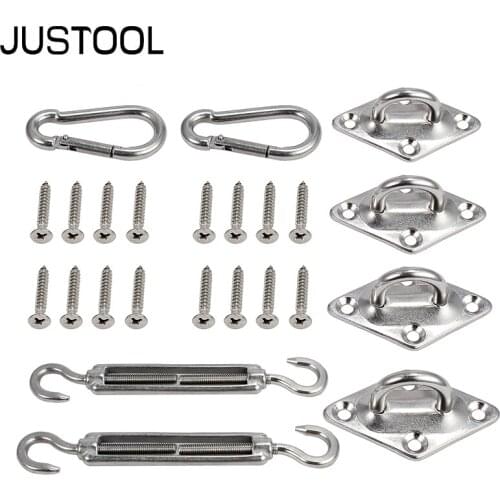 JUSTOOL 8 Pcs Stainless Steel Sun Sail Shade Sail Canopy Fixing Fittings Accessory Kit Mounting Screws Safety Hardware Accessory