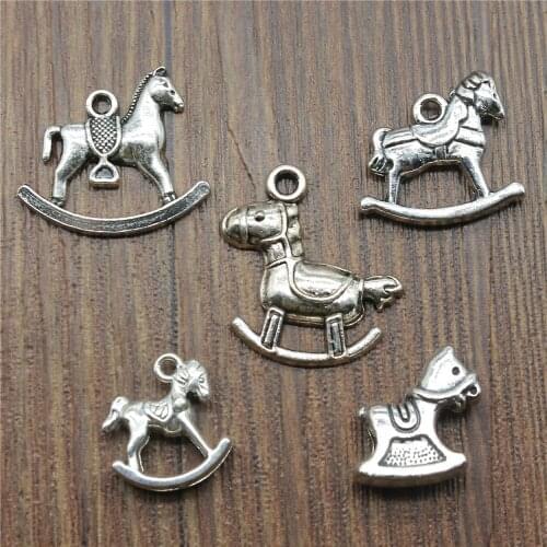Rocking Horse Charms Antique Silver Color Trojan Horse Charms Pendants For Bracelets Horse Charms Making Jewelry 2021