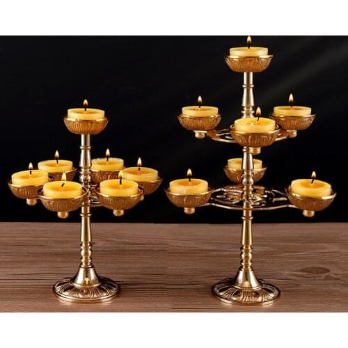 Metal Gold Candle Holder Vintage Luxury Antique Wedding Candle Holder European Table Chandelier Sur Pied Home Decor DE50ZT