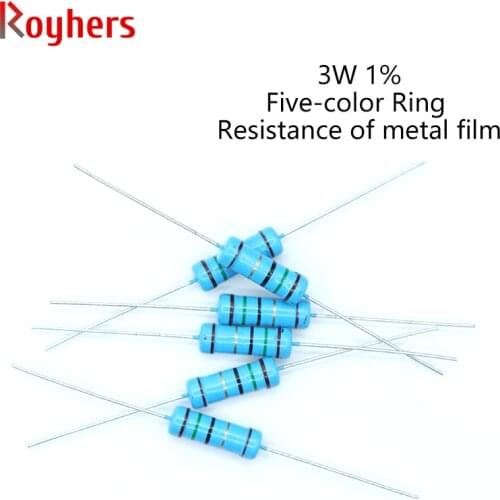 20Pcs 3W Metal Film Resistor 0R-22M 1% Tolerance 160R 300R 390R 510R 1K 2.2K 10K 13K 16K 27K 39K 2 Ohm Electronics Resistance