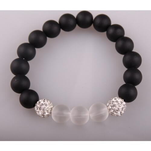 Fashion Black & White Stone Bracelets Pave Beads Bracelet