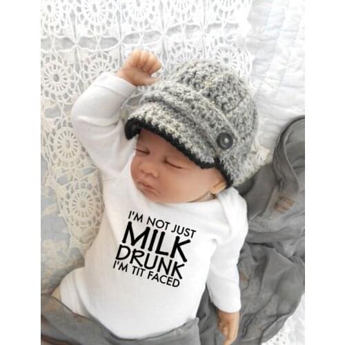 Fashion Baby Jumpsuit I'm Not Just Milk Drunk Print Newborn Bodysuit Infant Boys and Girls Funny Print Playsuit Clothes