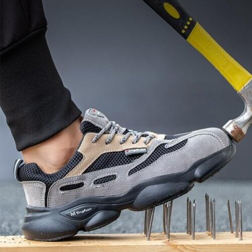 Mens Lightweight Steel Toe Safety Shoes Breathable Womeen Work Boots Non-Slip Construction Trainer Hiking Sneakers