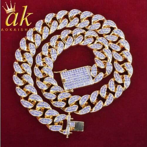 Mens 20mm Heavy Purple Zircon Miami Cuban Link Necklace Choker Bling Bling Hip hop Rock Jewelry Gold Color Chain 18" 20"