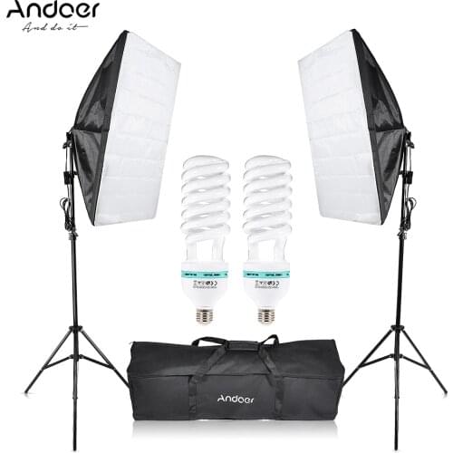 Andoer Photography Studio Cube Umbrella Softbox Light Lighting Tent Kit 2*135W Bulb 2*Tripod Stand 2*Softbox 1*Bag
