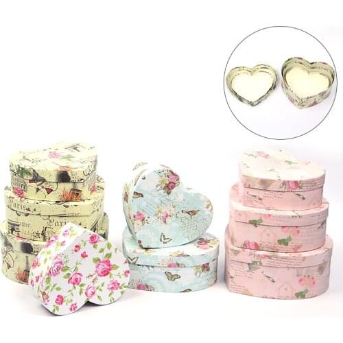 Set of 3 Heart Shaped Gift Boxes Floral Candy Boxes Florist Packaging Christmas Gifts Birthday Wedding Party Decoration